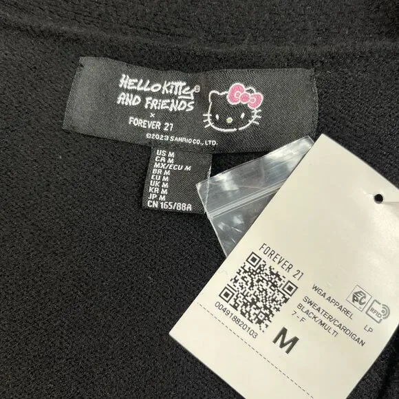 Hello Kitty Kuromi Cardigan Medium Black Graphic Button Up Sweater Forever 21 - Picture 9 of 10